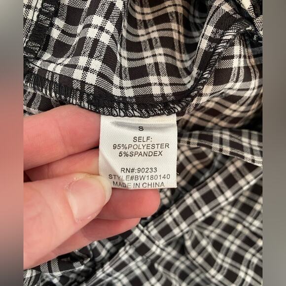 Lottie Moss Women's S Spring Summer Vacation Black White Plaid Paperbag Shorts - Picture 5 of 10